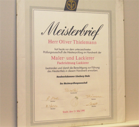 Der Meisterbrief von Frank Thielemann