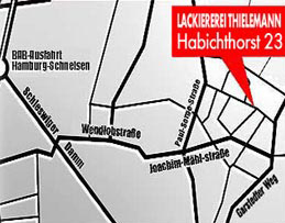Hier ist eine Umgebungskarte der Autolackiererei Hamburg